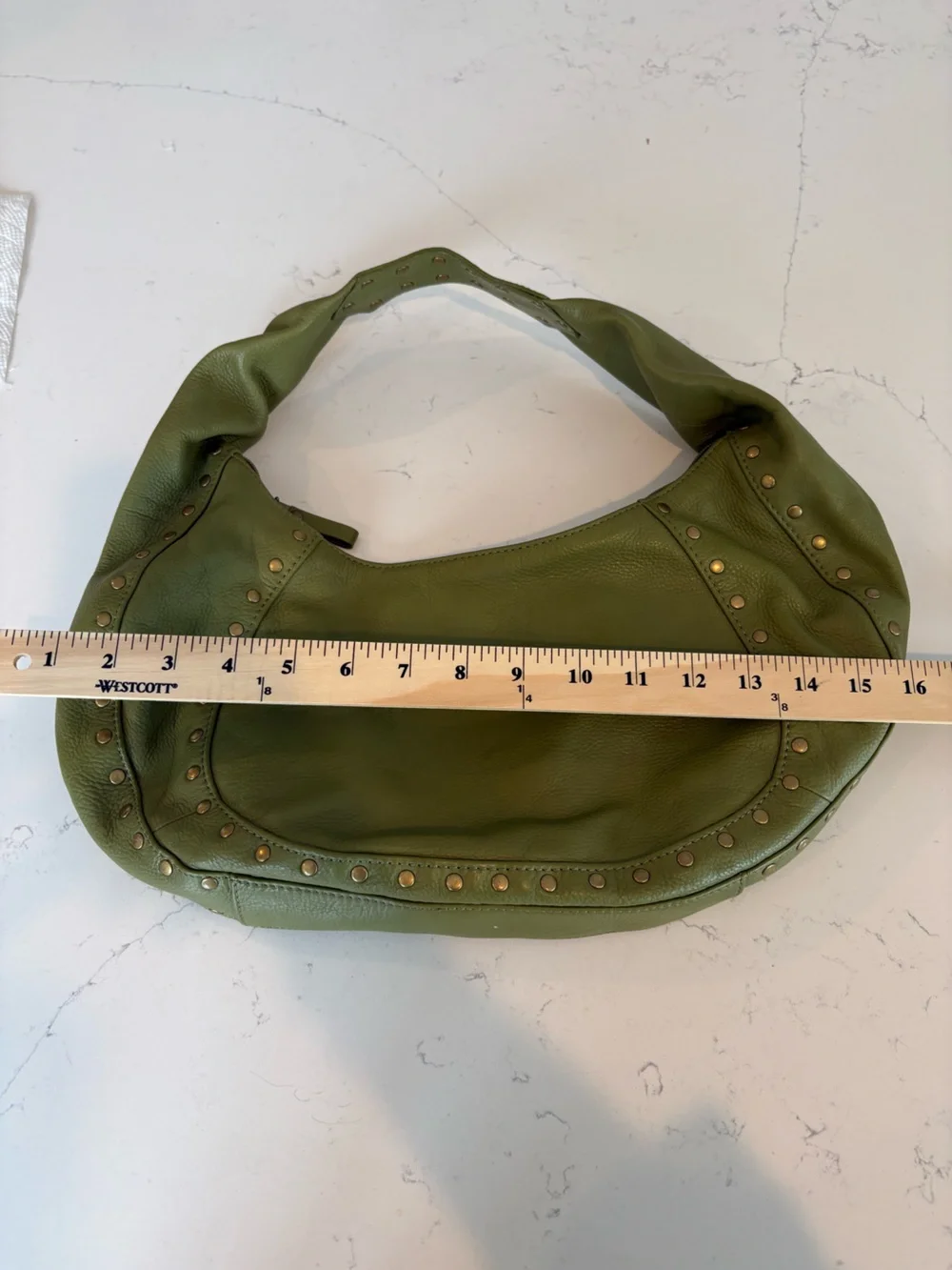 Paradox Olive Green Studded Leather Hobo